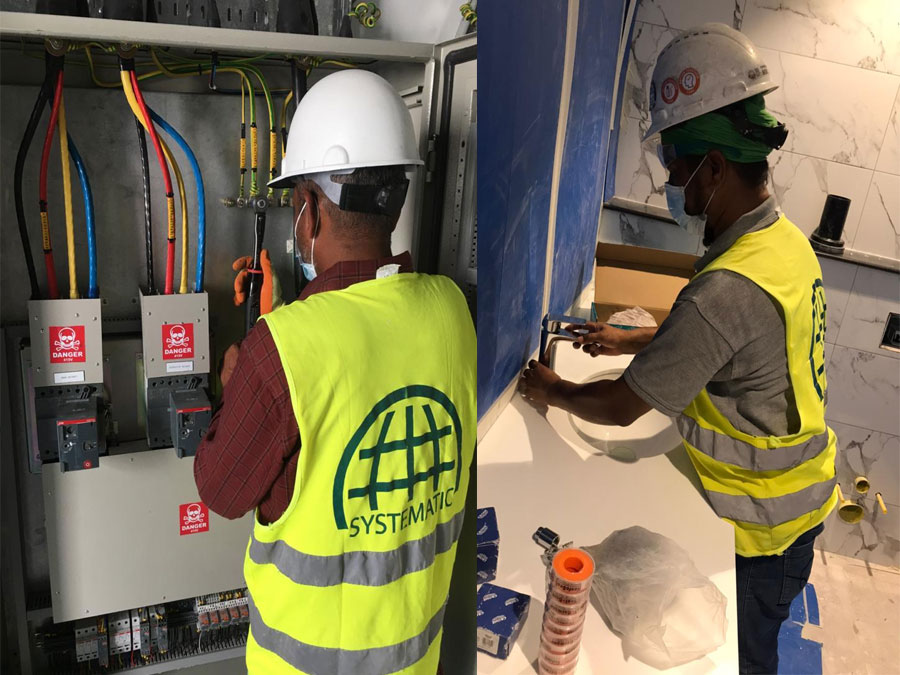 Electrical panel and plumbing fixture works